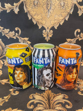 Load image into Gallery viewer, Beetlejuice Fanta Can Soy Candle Bundle- 11.5oz (Delia Deetz-Pineapple) (Beetlejuice-Apple Harvest) (Astrid Deetz- Orange Creamsicle)