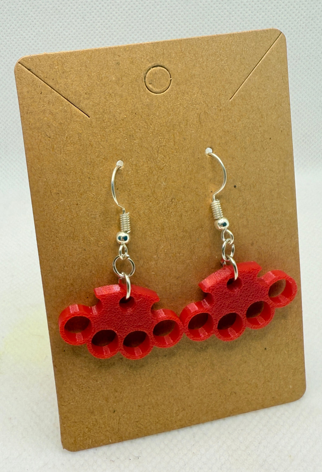 Brass Knuckle Earrings- RED