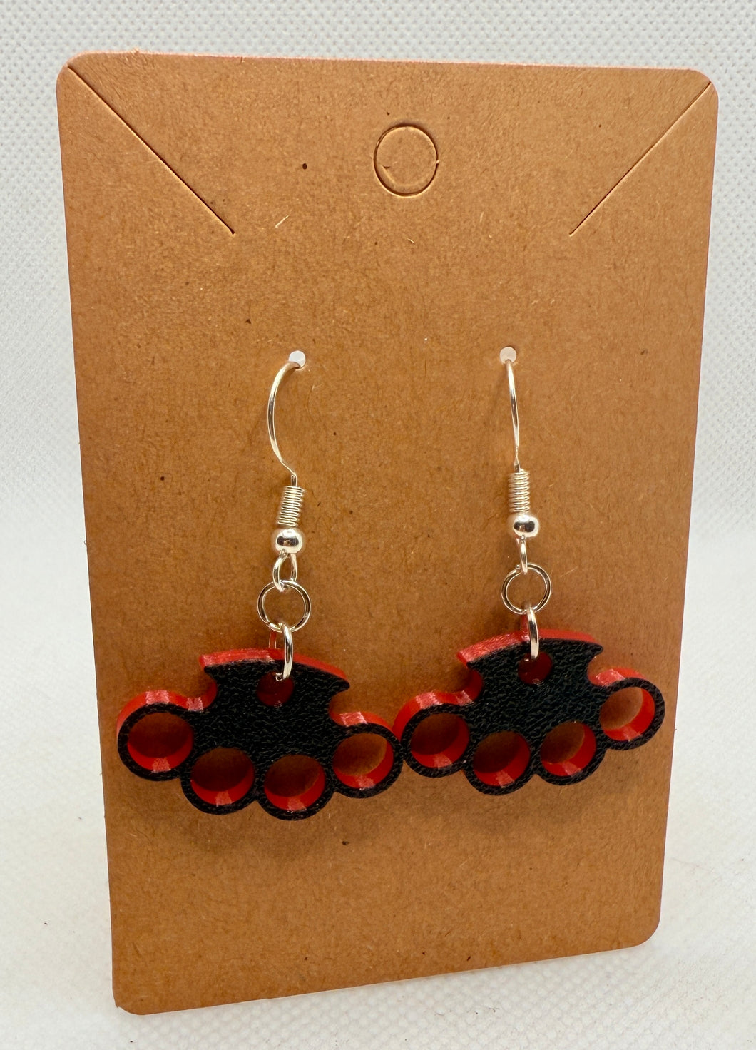 Brass Knuckle Earrings- RED & Black