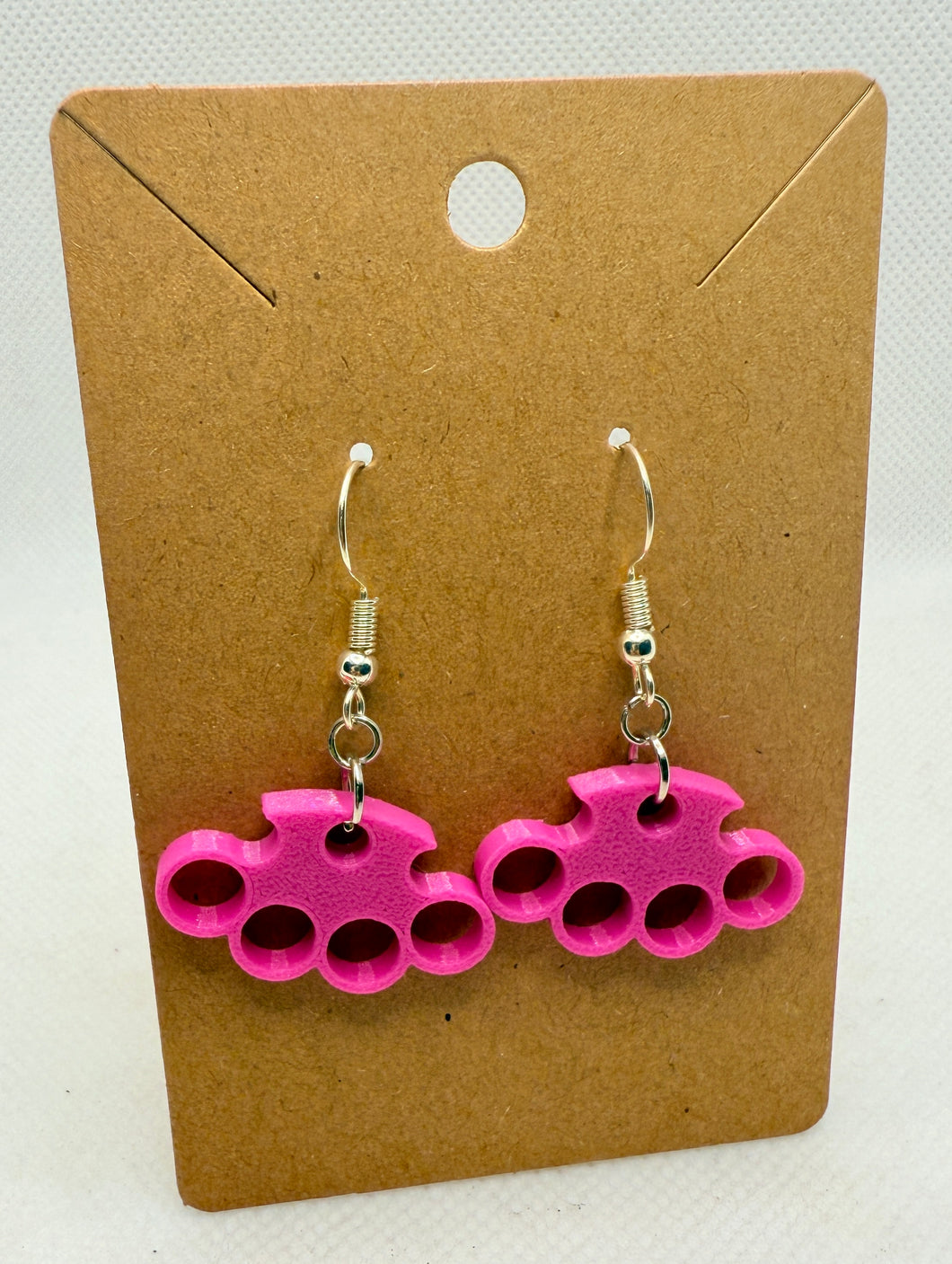 Brass Knuckle Earrings- PINK