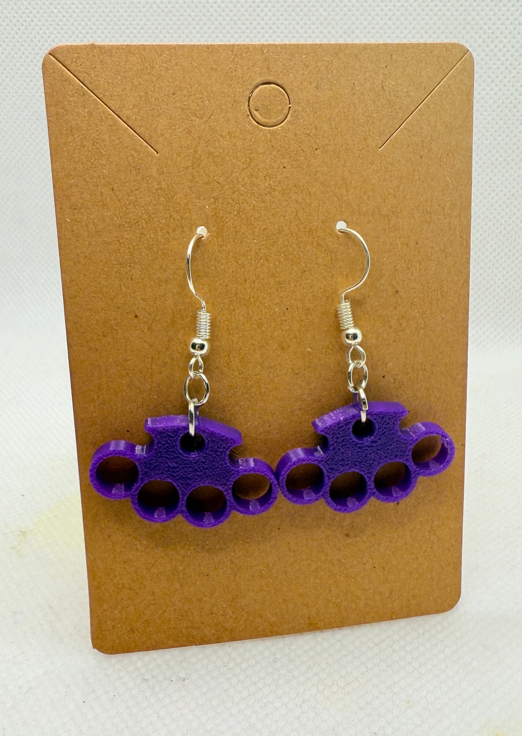 Brass Knuckle Earrings- Purple