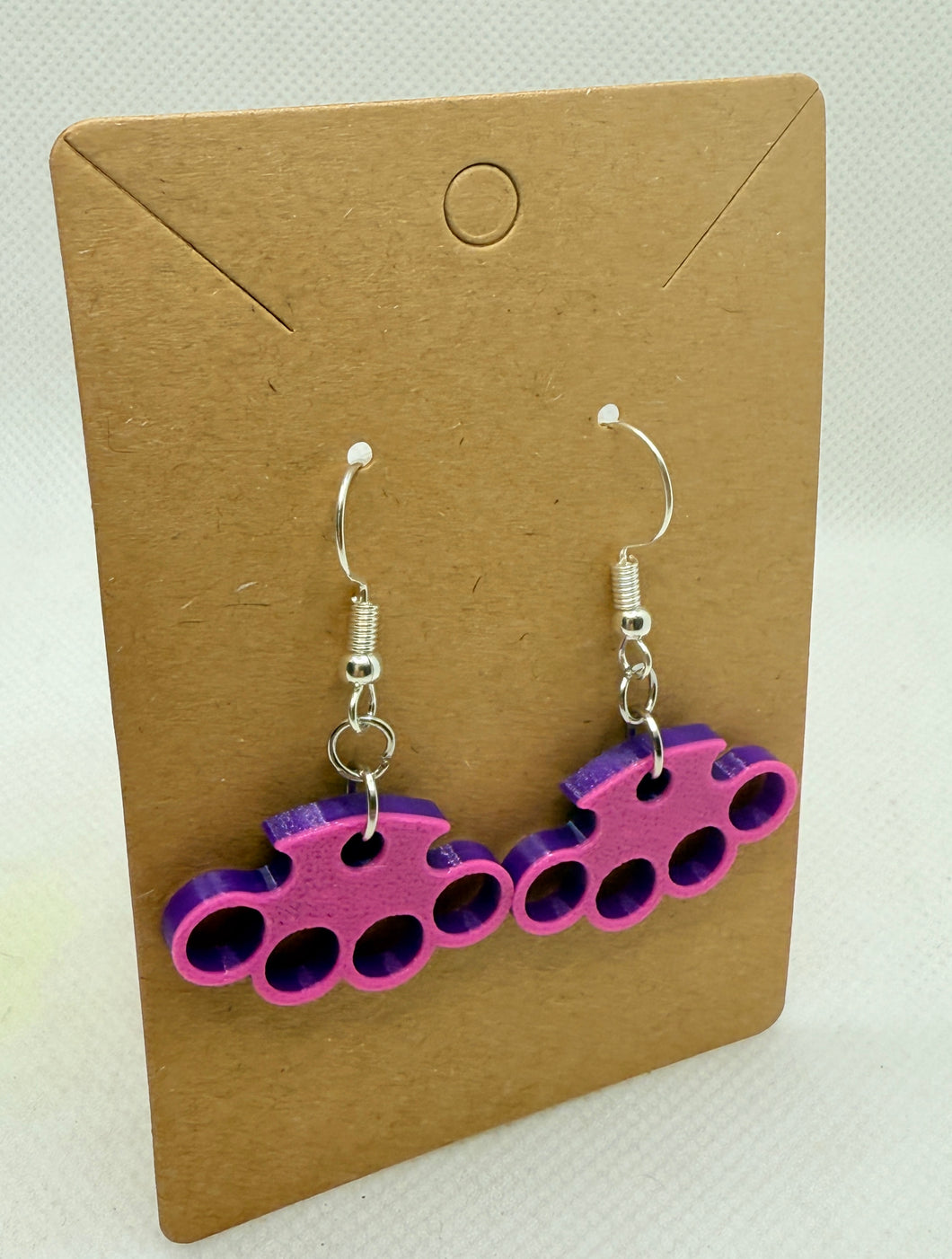 Brass Knuckle Earrings- Purple & Pink