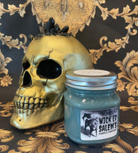 Load image into Gallery viewer, Silent Night, Deadly Night (Christmas Cabin) 8oz Mason Jar Soy Candle
